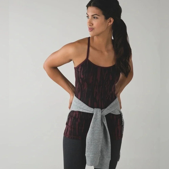 LULULEMON POWER Y TANK LUON PAINTED ANIMAL BORDEAUX DRAMA BLACK SIZE 6 - Picture 1 of 8